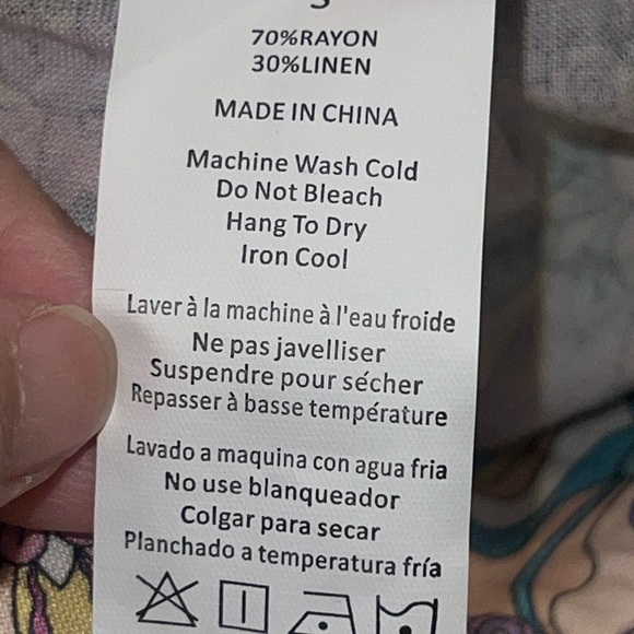 NEW LA PORTE Multicolor Swirl Print Linen Shirt Top Paperbag Pants Set Small S - Picture 8 of 16